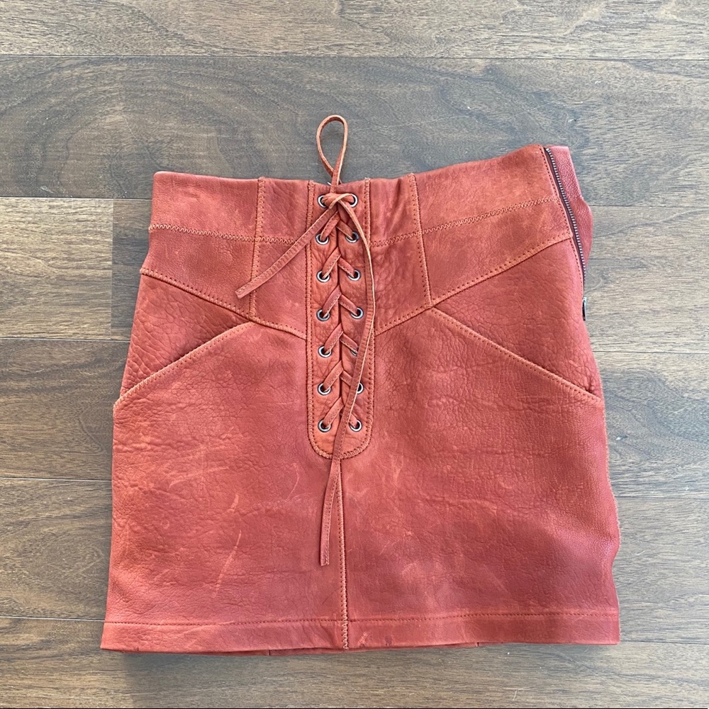 A.L.C. leather tie up skirt